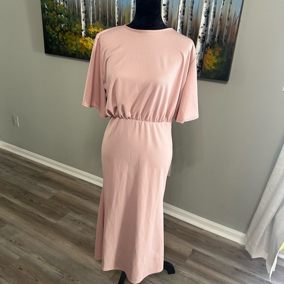Boohoo Dresses & Skirts - Boohoo Blush Pink Maxi Dress with Gathered Waist